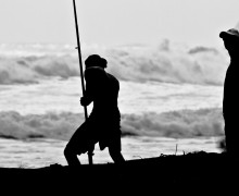 pesca, surfcasting, lance ligero en el mar, lubina